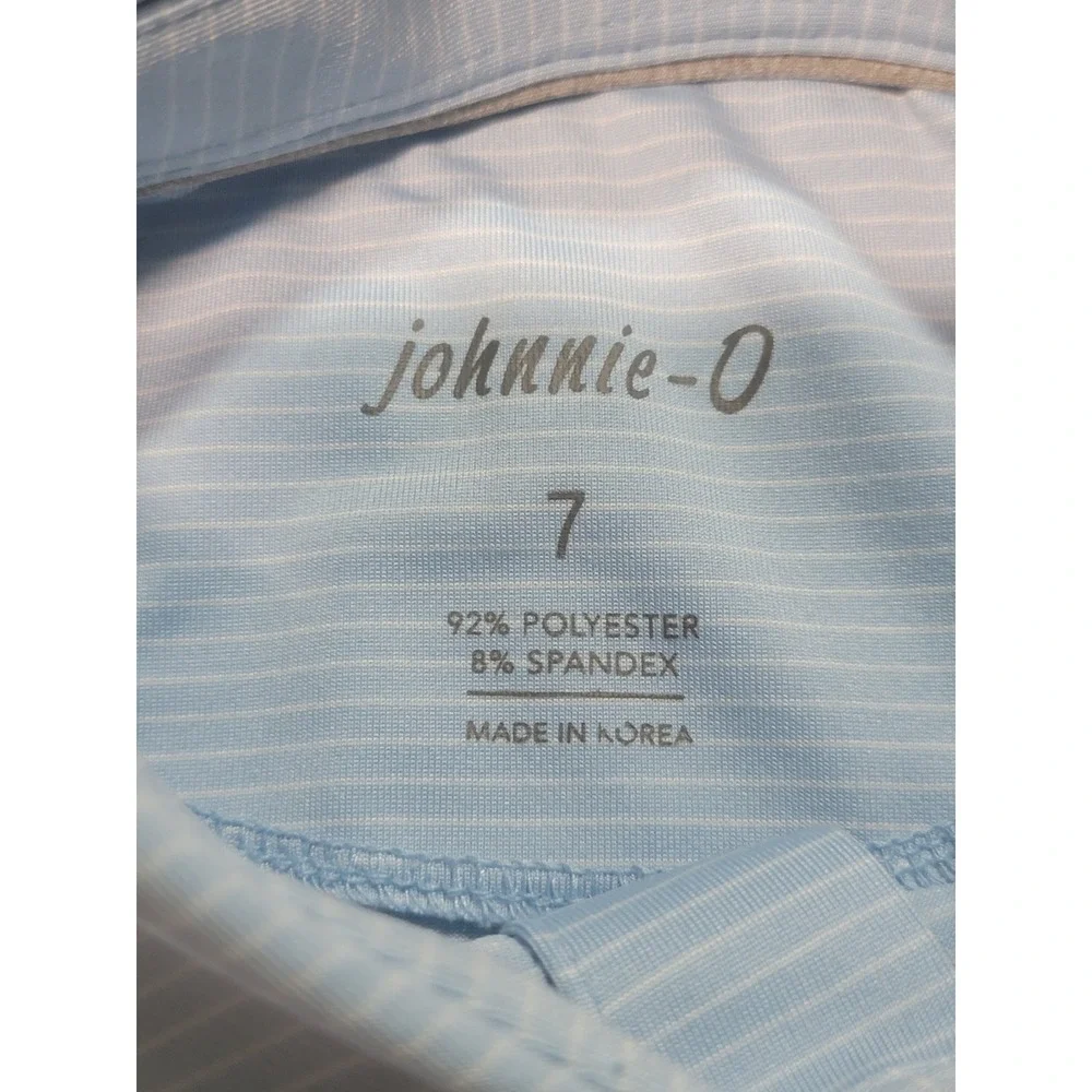 Johnnie-O Boys Striped Performance Polo Shirts Size 7 Lot of 2 Navy Pink Blue